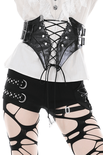 Steampunk-inspired Lace-Up Corset Belt from PU Leather
